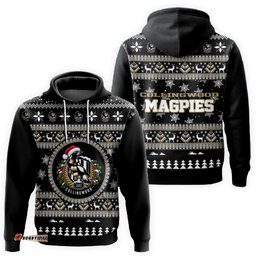 Collingwood Magpies Ugly Faux Knit Christmas Hoodie – Xmas Holiday Gift Pullover