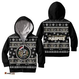 Collingwood Magpies Ugly Faux Knit Christmas Kids Hoodie – Xmas Holiday Gift Pullover 