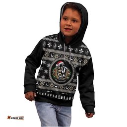 Collingwood Magpies Ugly Faux Knit Christmas Kids Hoodie – Xmas Holiday Gift Pullover 