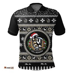 Collingwood Magpies Ugly Christmas Faux Knit Polo Shirt – Xmas Holiday Gift Pullover