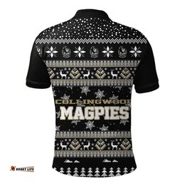 Collingwood Magpies Ugly Christmas Faux Knit Polo Shirt – Xmas Holiday Gift Pullover
