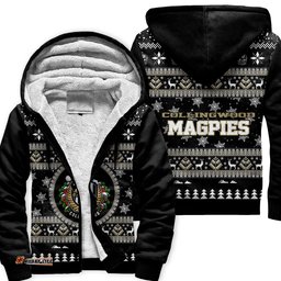Collingwood Magpies Ugly Christmas Faux Knit Sherpa Hoodie – Xmas Holiday Gift Pullover