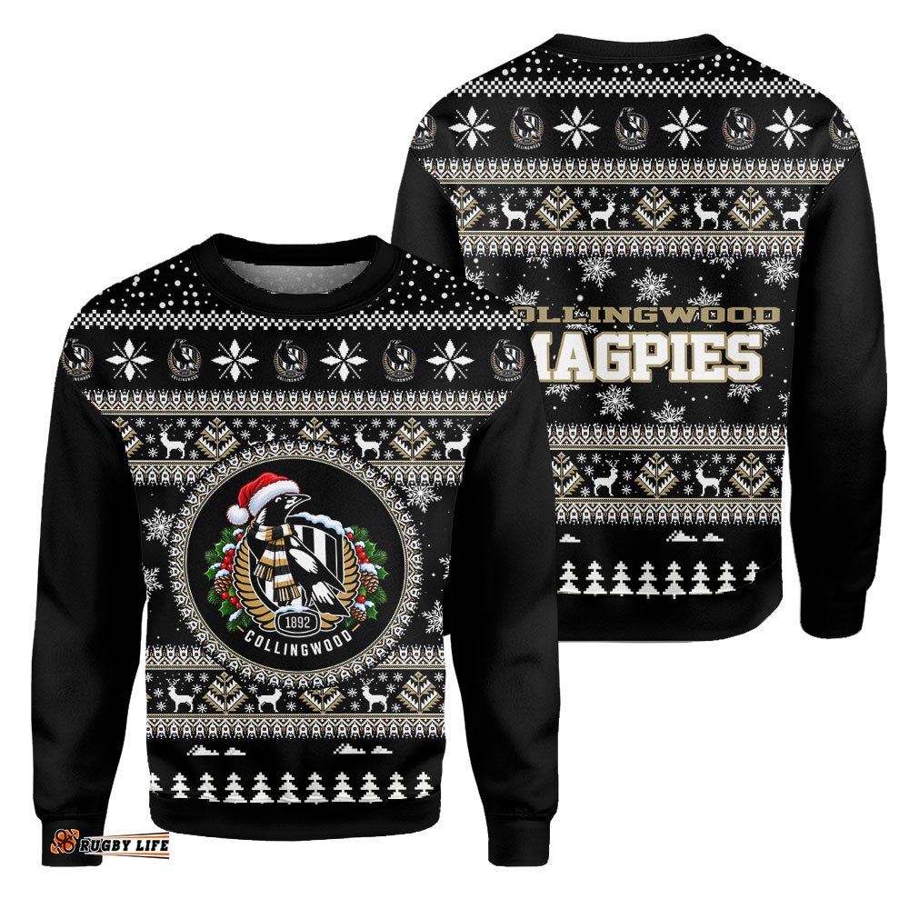 Collingwood Magpies Ugly Christmas Faux Knit Sweatshirt – Xmas Holiday Gift Pullover