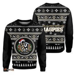 Collingwood Magpies Ugly Christmas Faux Knit Sweatshirt – Xmas Holiday Gift Pullover