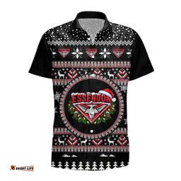 Essendon Bombers Ugly Faux Knit Christmas Hawaiian Shirt – Xmas Holiday Gift Pullover