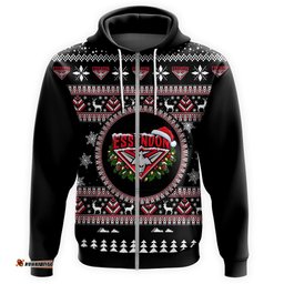 Essendon Bombers Ugly Faux Knit Christmas Hoodie – Xmas Holiday Gift Pullover