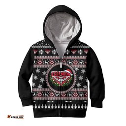 Essendon Bombers Ugly Faux Knit Christmas Kids Hoodie – Xmas Holiday Gift Pullover