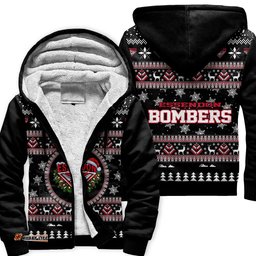 Essendon Bombers Ugly Christmas Faux Knit Sherpa Hoodie – Xmas Holiday Gift Pullover