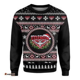 Essendon Bombers Ugly Christmas Faux Knit Sweatshirt – Xmas Holiday Gift Pullover