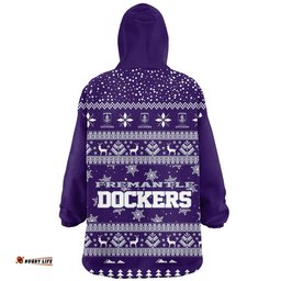 Fremantle Dockers Ugly Christmas Faux Knit Blanket Hoodie – Xmas Holiday Gift Pullover