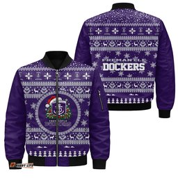 Fremantle Dockers Ugly Christmas Faux Knit Bomber Jacket – Xmas Holiday Gift Pullover