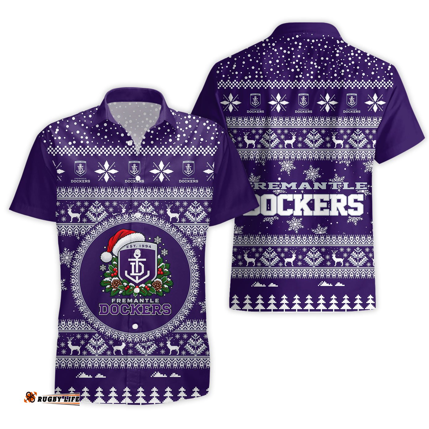 Fremantle Dockers Ugly Faux Knit Christmas Hawaiian Shirt – Xmas Holiday Gift Pullover