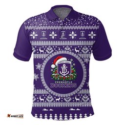 Fremantle Dockers Ugly Christmas Faux Knit Polo Shirt – Xmas Holiday Gift Pullover