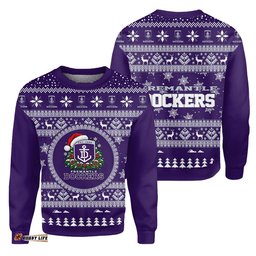 Fremantle Dockers Ugly Christmas Faux Knit Sweatshirt – Xmas Holiday Gift Pullover