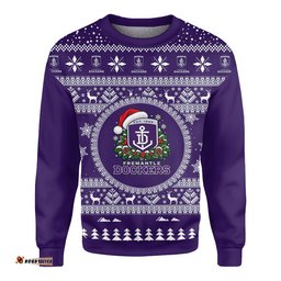 Fremantle Dockers Ugly Christmas Faux Knit Sweatshirt – Xmas Holiday Gift Pullover