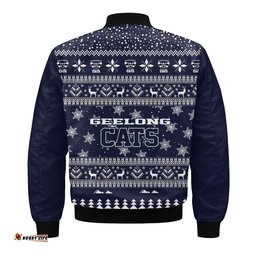 Geelong Cats Ugly Christmas Faux Knit Bomber Jacket – Xmas Holiday Gift Pullover