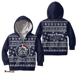 Geelong Cats Ugly Faux Knit Christmas Kids Hoodie – Xmas Holiday Gift Pullover