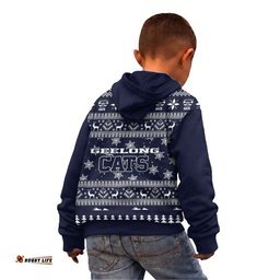 Geelong Cats Ugly Faux Knit Christmas Kids Hoodie – Xmas Holiday Gift Pullover