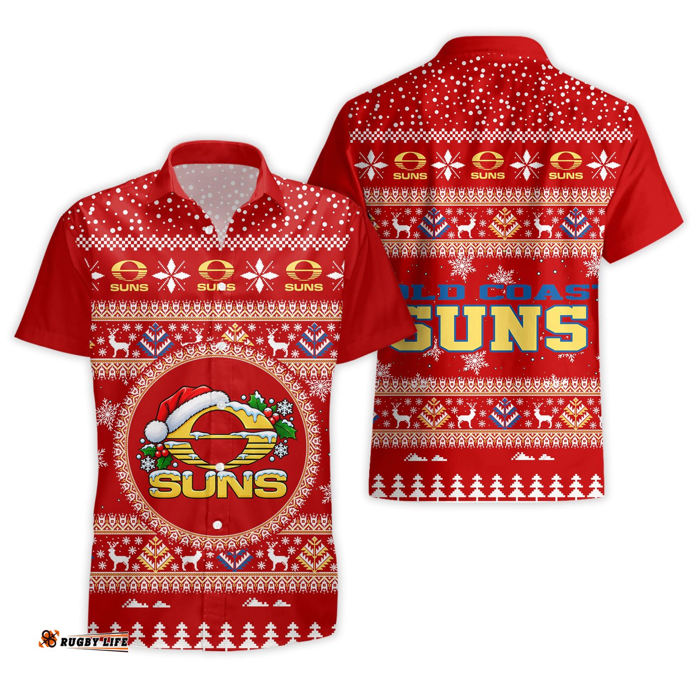 Gold Coast Suns Ugly Faux Knit Christmas Hawaiian Shirt – Xmas Holiday Gift Pullover