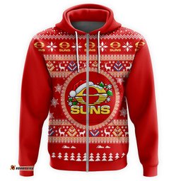 Gold Coast Suns Ugly Faux Knit Christmas Hoodie – Xmas Holiday Gift Pullover