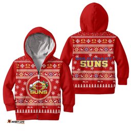 Gold Coast Suns Ugly Faux Knit Christmas Kids Hoodie – Xmas Holiday Gift Pullover