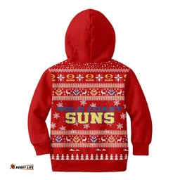Gold Coast Suns Ugly Faux Knit Christmas Kids Hoodie – Xmas Holiday Gift Pullover
