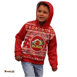 Gold Coast Suns Ugly Faux Knit Christmas Kids Hoodie – Xmas Holiday Gift Pullover