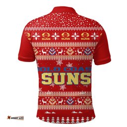 Gold Coast Suns Ugly Christmas Faux Knit Polo Shirt – Xmas Holiday Gift Pullover