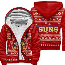 Gold Coast Suns Ugly Christmas Faux Knit Sherpa Hoodie – Xmas Holiday Gift Pullover