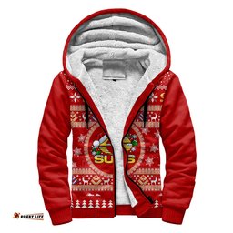 Gold Coast Suns Ugly Christmas Faux Knit Sherpa Hoodie – Xmas Holiday Gift Pullover