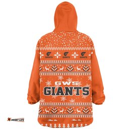 GWS Giants Ugly Christmas Faux Knit Blanket Hoodie – Xmas Holiday Gift Pullover