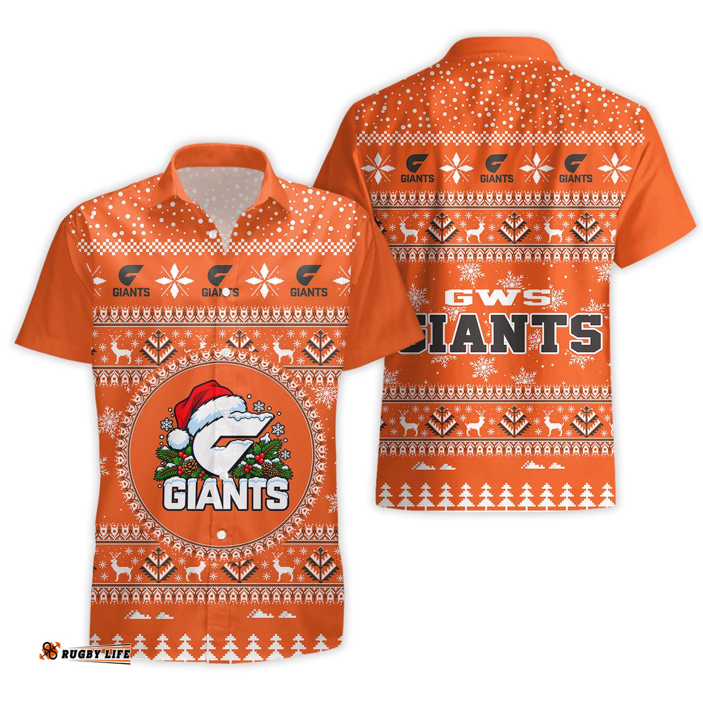 GWS Giants Ugly Faux Knit Christmas Hawaiian Shirt – Xmas Holiday Gift Pullover