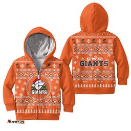 GWS Giants Ugly Faux Knit Christmas Kids Hoodie – Xmas Holiday Gift Pullover