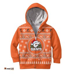 GWS Giants Ugly Faux Knit Christmas Kids Hoodie – Xmas Holiday Gift Pullover