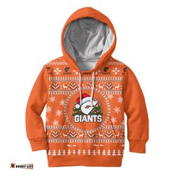 GWS Giants Ugly Faux Knit Christmas Kids Hoodie – Xmas Holiday Gift Pullover