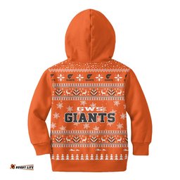 GWS Giants Ugly Faux Knit Christmas Kids Hoodie – Xmas Holiday Gift Pullover
