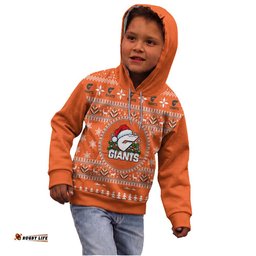 GWS Giants Ugly Faux Knit Christmas Kids Hoodie – Xmas Holiday Gift Pullover