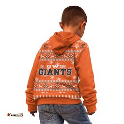 GWS Giants Ugly Faux Knit Christmas Kids Hoodie – Xmas Holiday Gift Pullover