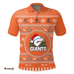 GWS Giants Ugly Christmas Faux Knit Polo Shirt – Xmas Holiday Gift Pullover