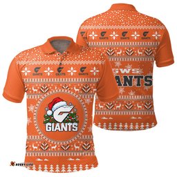 GWS Giants Ugly Christmas Faux Knit Polo Shirt – Xmas Holiday Gift Pullover