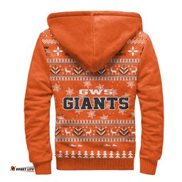 GWS Giants Ugly Christmas Faux Knit Sherpa Hoodie – Xmas Holiday Gift Pullover