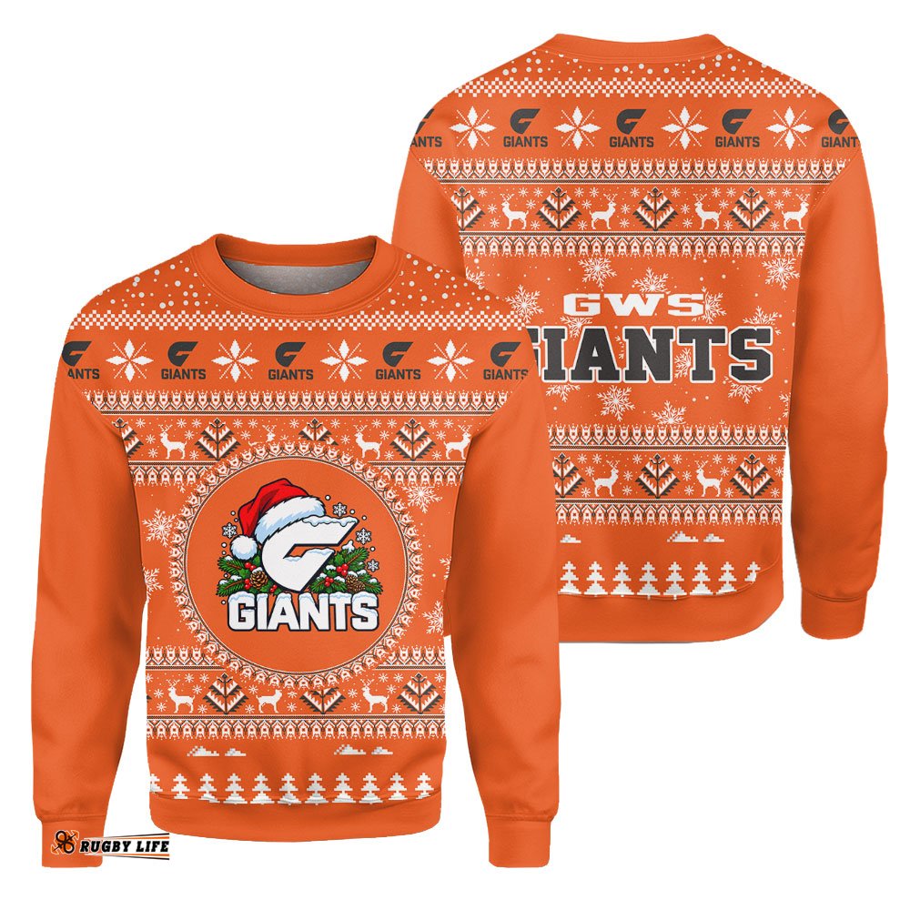 GWS Giants Ugly Christmas Faux Knit Sweatshirt – Xmas Holiday Gift Pullover