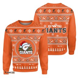 GWS Giants Ugly Christmas Faux Knit Sweatshirt – Xmas Holiday Gift Pullover