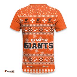 GWS Giants Ugly Christmas Faux Knit T-Shirt – Xmas Holiday Gift Pullover