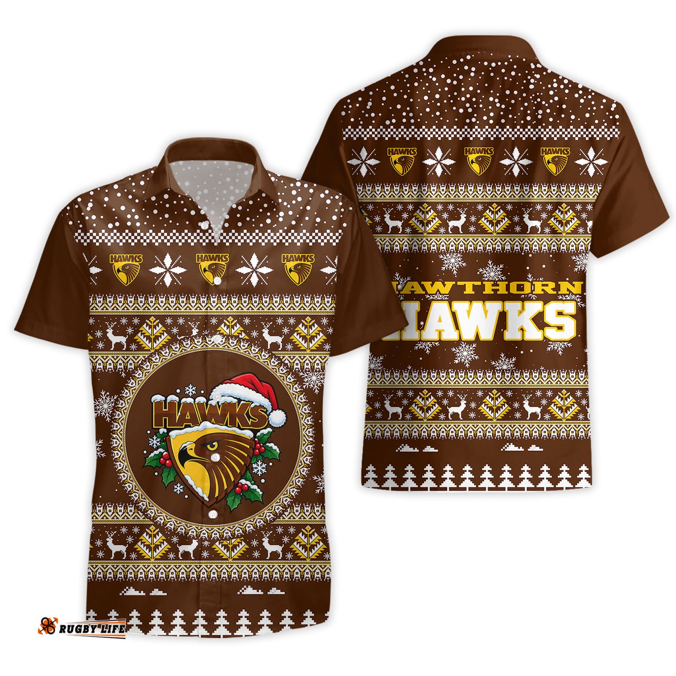 Hawthorn Hawks Ugly Faux Knit Christmas Hawaiian Shirt – Xmas Holiday Gift Pullover