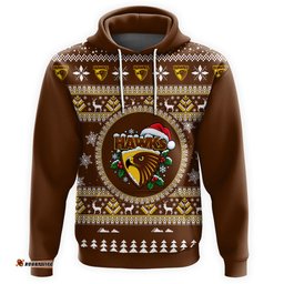 Hawthorn Hawks Ugly Faux Knit Christmas Hoodie – Xmas Holiday Gift Pullover