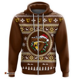 Hawthorn Hawks Ugly Faux Knit Christmas Hoodie – Xmas Holiday Gift Pullover