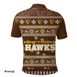 Hawthorn Hawks Ugly Christmas Faux Knit Polo Shirt – Xmas Holiday Gift Pullover