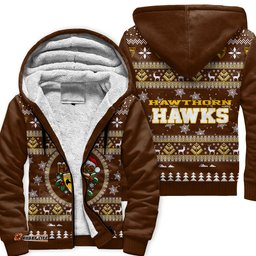 Hawthorn Hawks Ugly Christmas Faux Knit Sherpa Hoodie – Xmas Holiday Gift Pullover