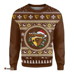 Hawthorn Hawks Ugly Christmas Faux Knit Sweatshirt – Xmas Holiday Gift Pullover